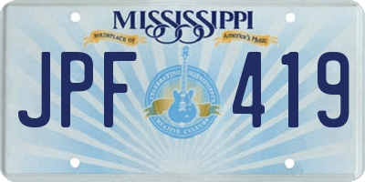MS license plate JPF419