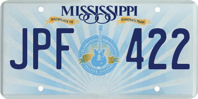 MS license plate JPF422
