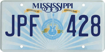 MS license plate JPF428