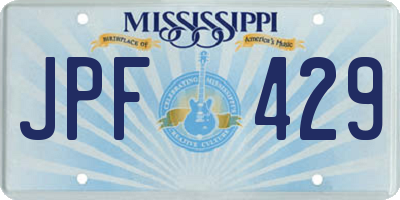 MS license plate JPF429