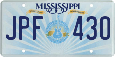 MS license plate JPF430