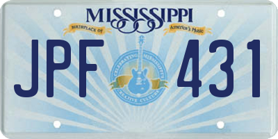 MS license plate JPF431