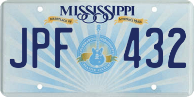 MS license plate JPF432