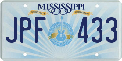 MS license plate JPF433