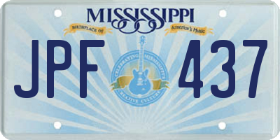 MS license plate JPF437