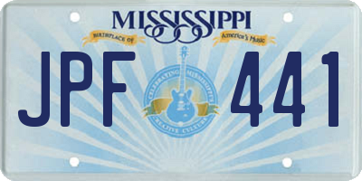 MS license plate JPF441