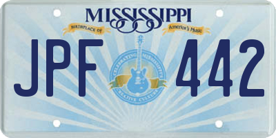 MS license plate JPF442