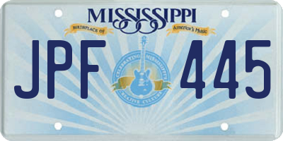 MS license plate JPF445