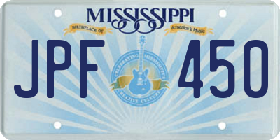 MS license plate JPF450