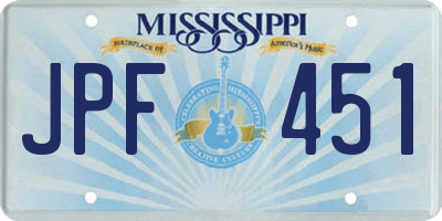 MS license plate JPF451