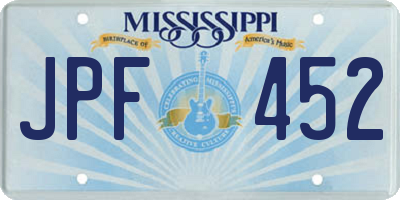 MS license plate JPF452