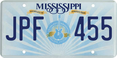 MS license plate JPF455