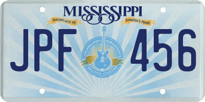 MS license plate JPF456