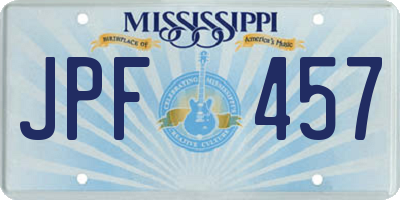 MS license plate JPF457