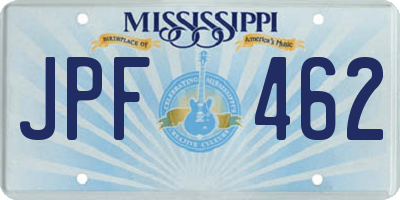 MS license plate JPF462