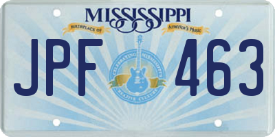 MS license plate JPF463