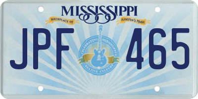 MS license plate JPF465