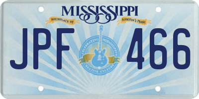 MS license plate JPF466