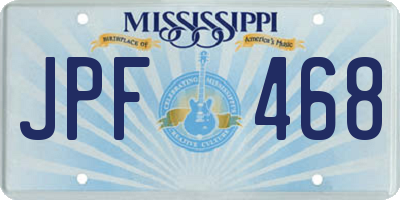 MS license plate JPF468
