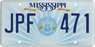 MS license plate JPF471