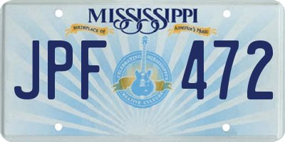 MS license plate JPF472