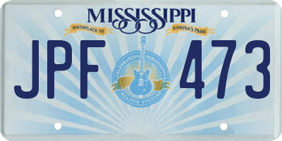 MS license plate JPF473