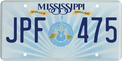 MS license plate JPF475