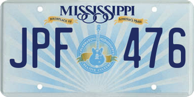 MS license plate JPF476