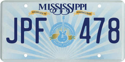 MS license plate JPF478
