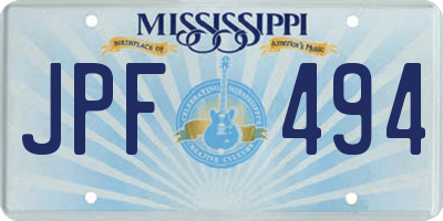 MS license plate JPF494