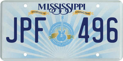 MS license plate JPF496