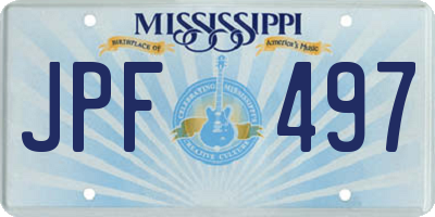 MS license plate JPF497