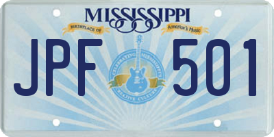 MS license plate JPF501