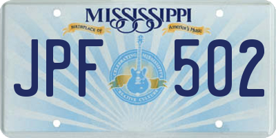 MS license plate JPF502