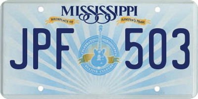 MS license plate JPF503