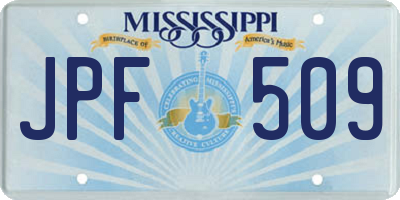 MS license plate JPF509