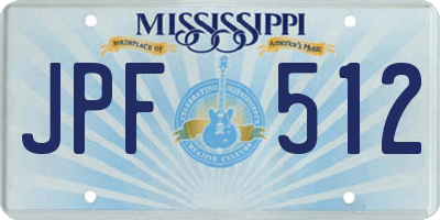 MS license plate JPF512