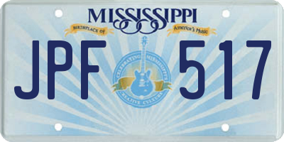 MS license plate JPF517
