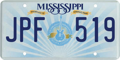 MS license plate JPF519