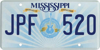 MS license plate JPF520