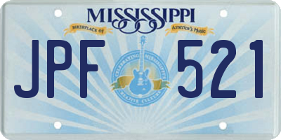 MS license plate JPF521
