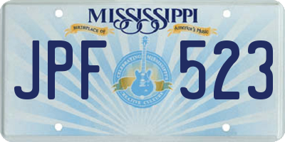 MS license plate JPF523