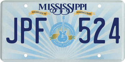 MS license plate JPF524