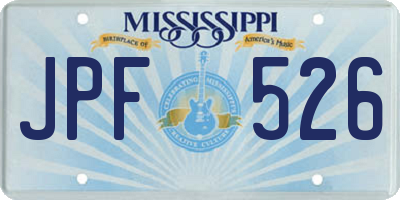 MS license plate JPF526