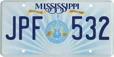 MS license plate JPF532