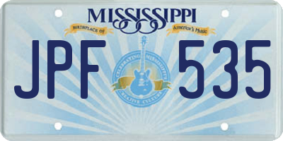 MS license plate JPF535