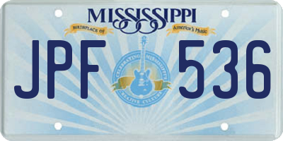 MS license plate JPF536