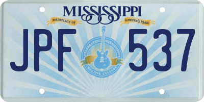 MS license plate JPF537