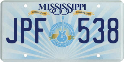 MS license plate JPF538