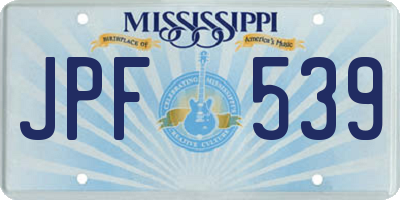 MS license plate JPF539